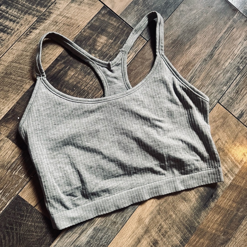 Seamless Ribbed Racerback Bra - Green